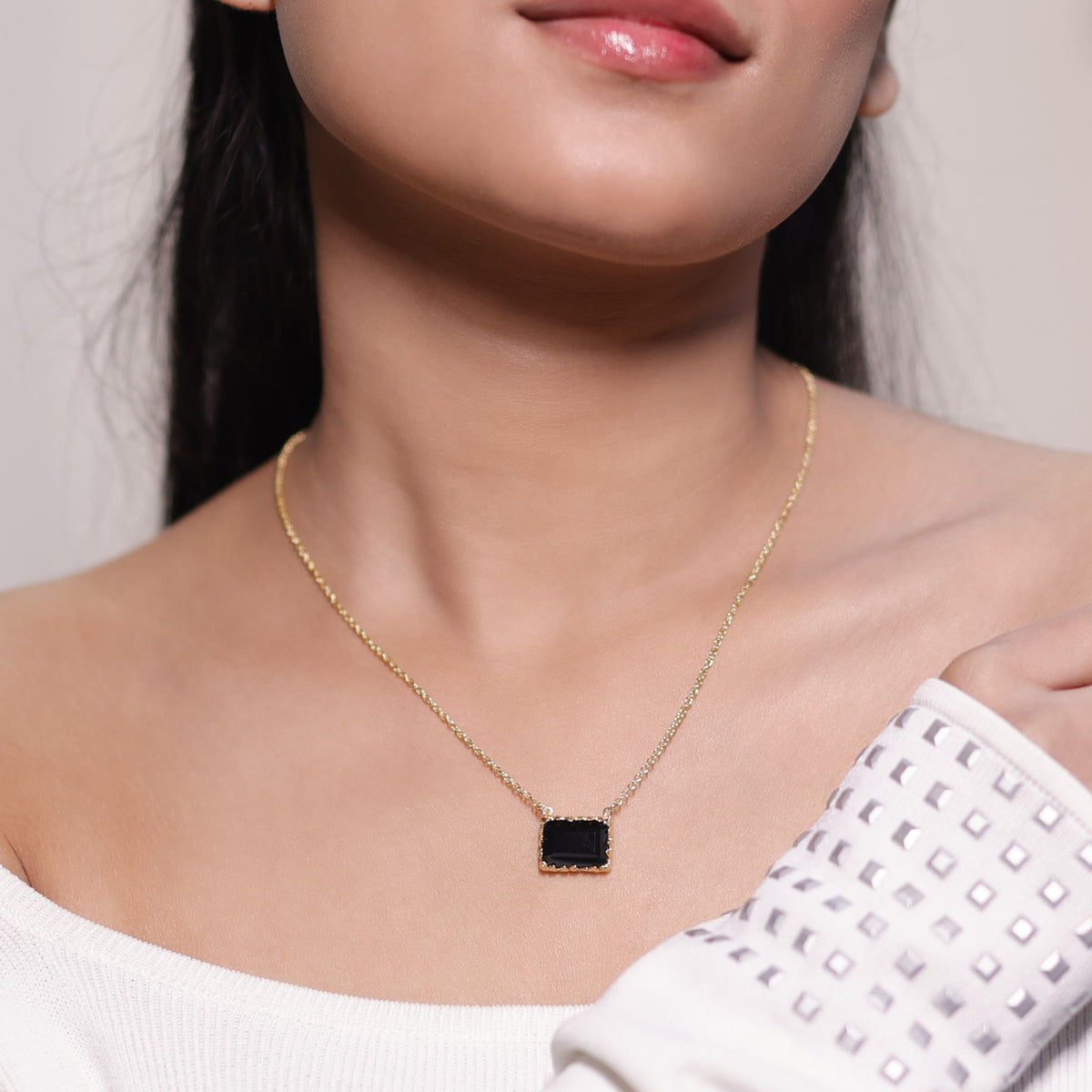 Black Baguette Necklace