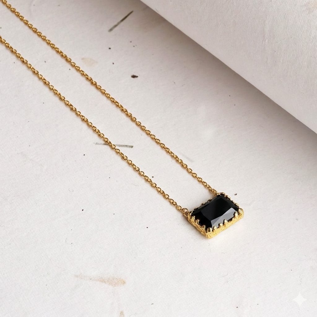 Black Baguette Necklace