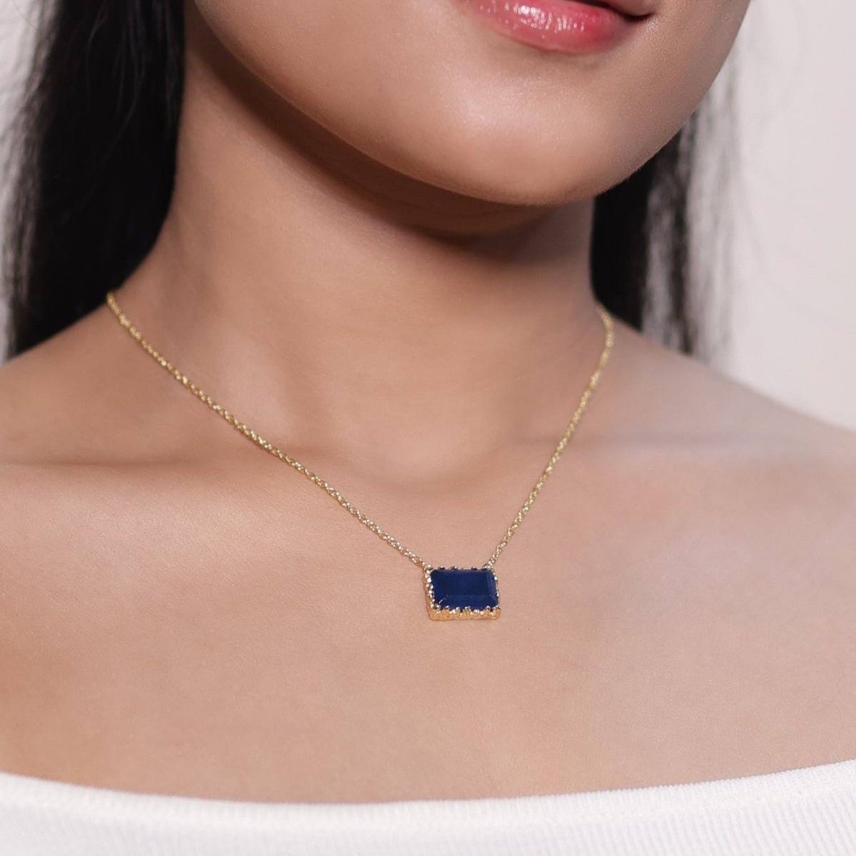 Blue Baguette Necklace