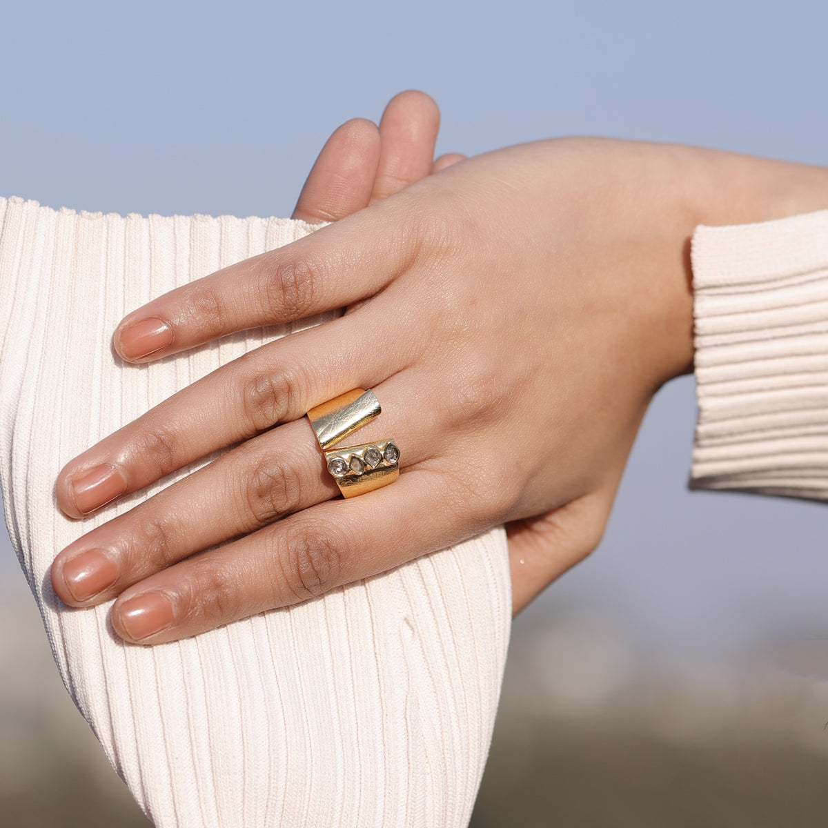 Folded Polki Ring