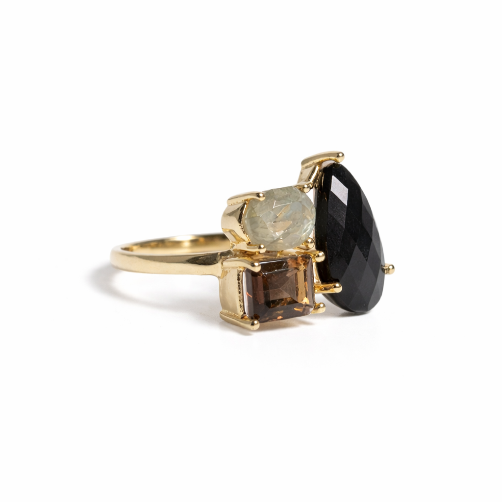 Black Grey Cluster Ring