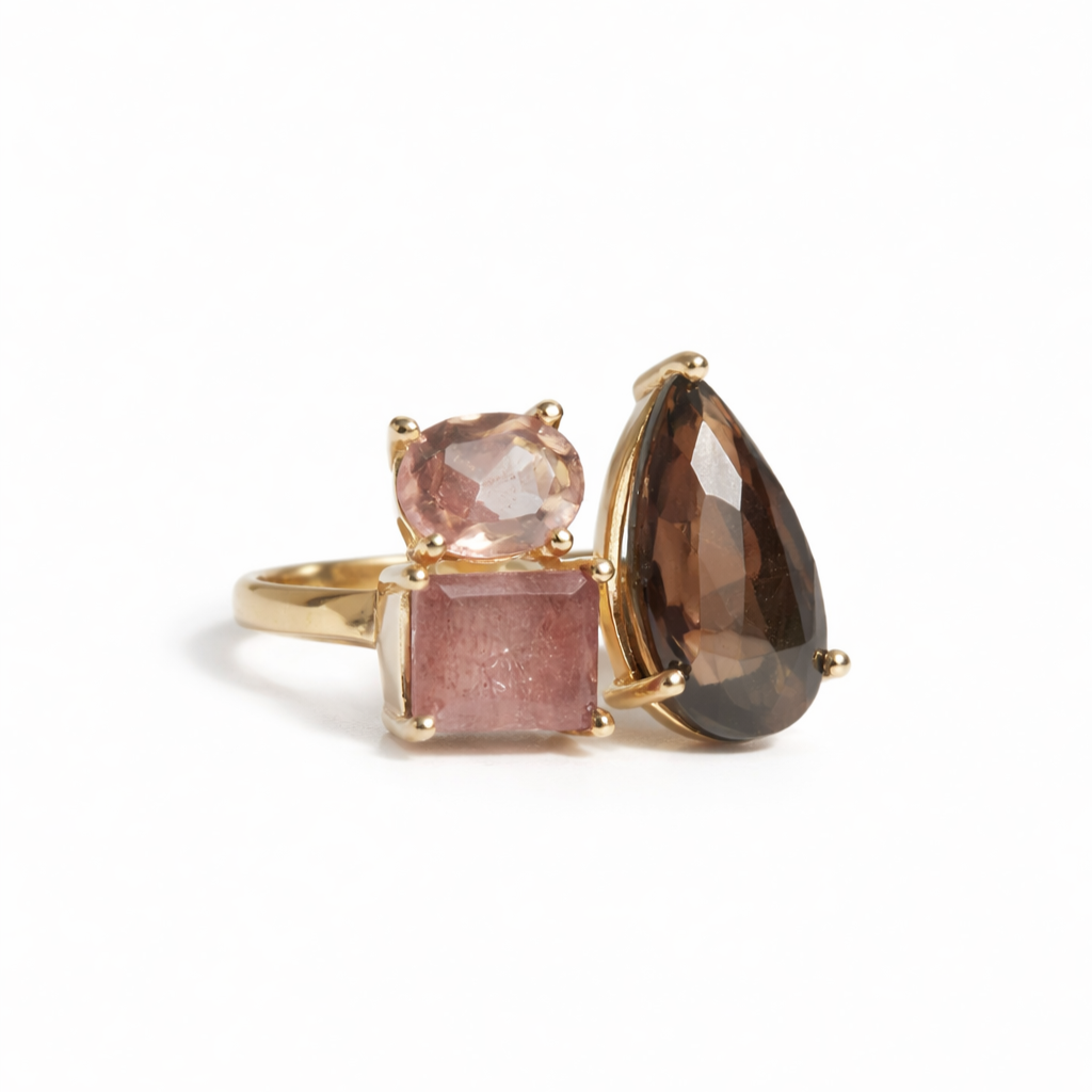 Black Pink Cluster Ring