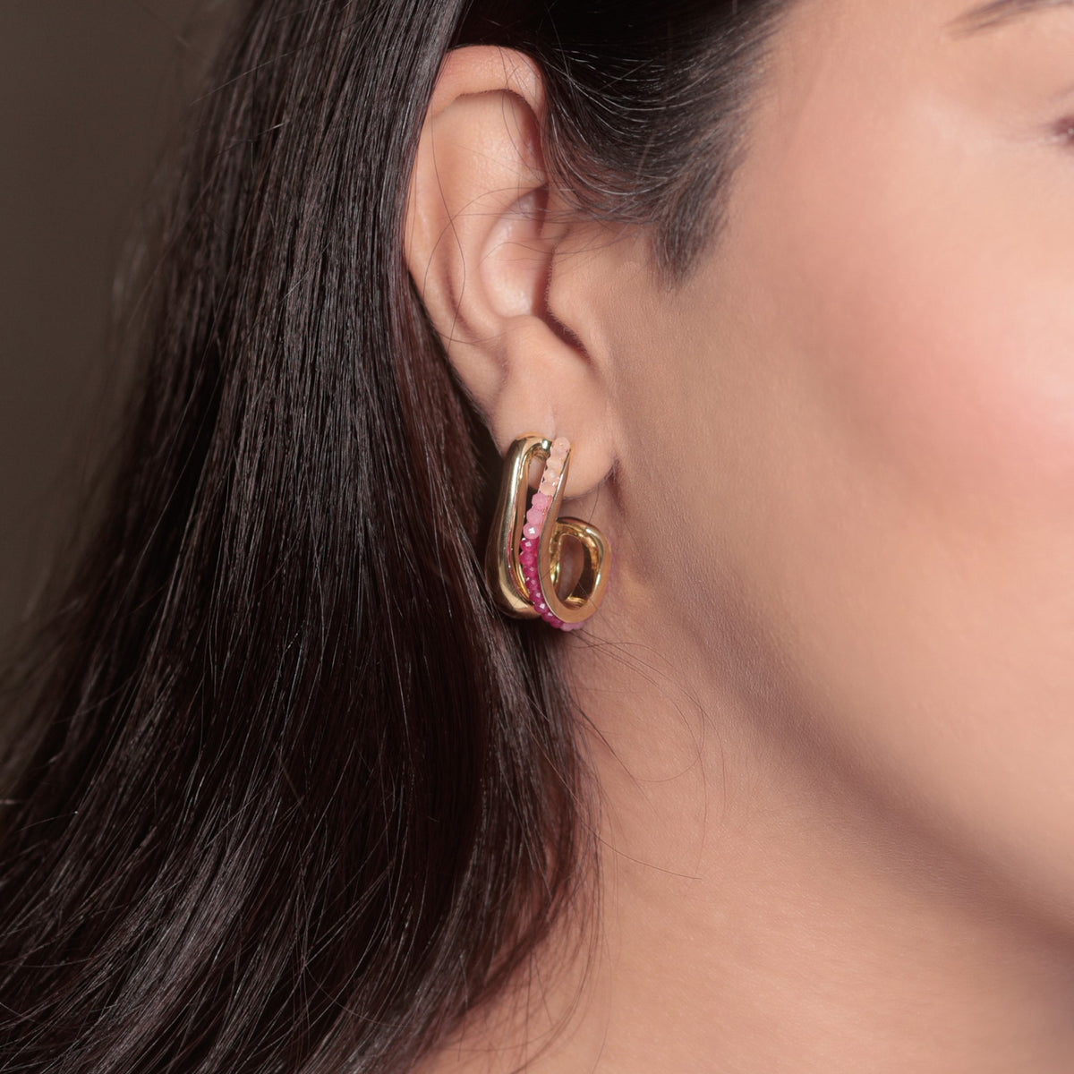 Pink-Beaded Earrings