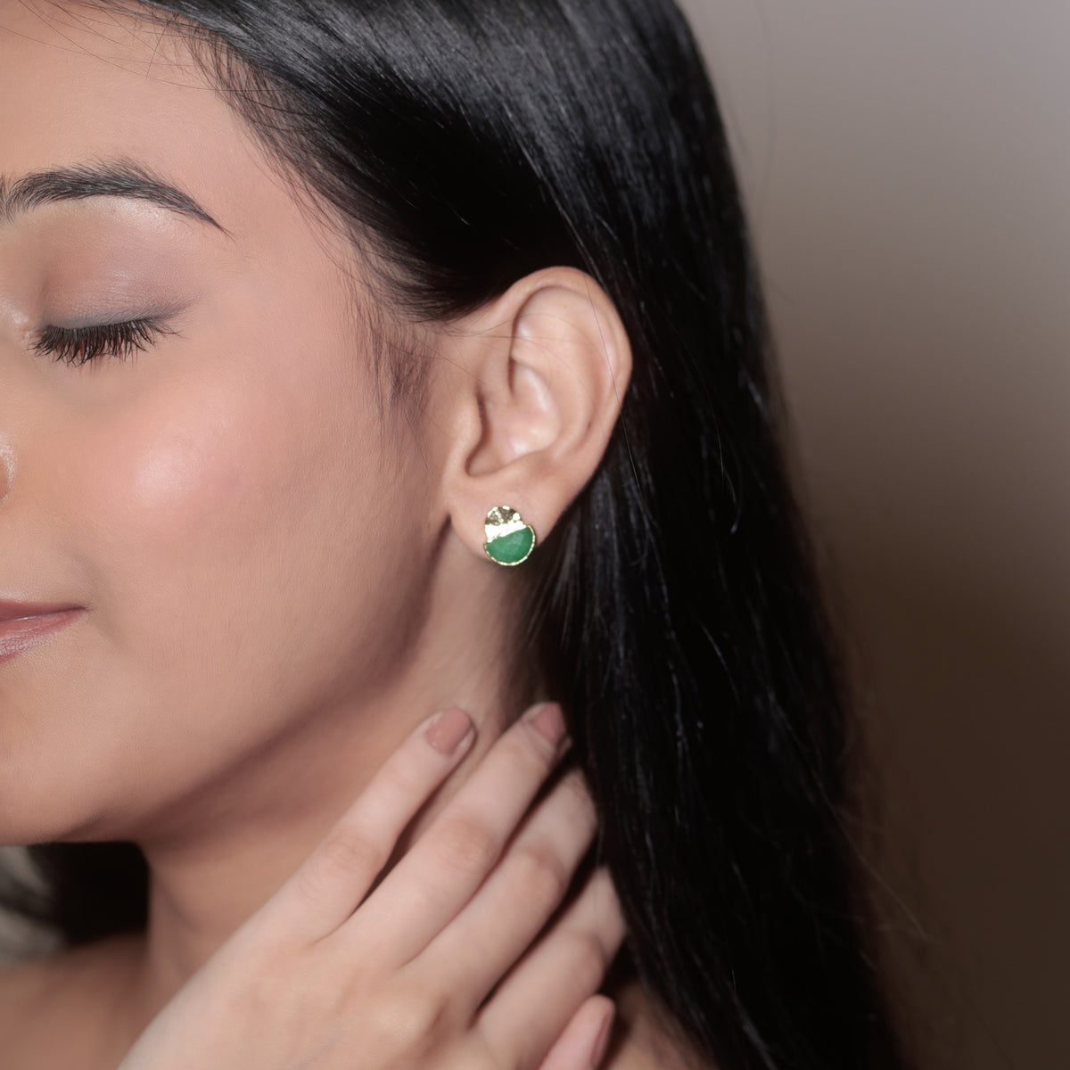 Green Coral Studs