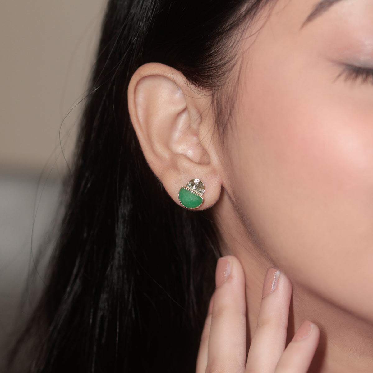 Green Coral Studs