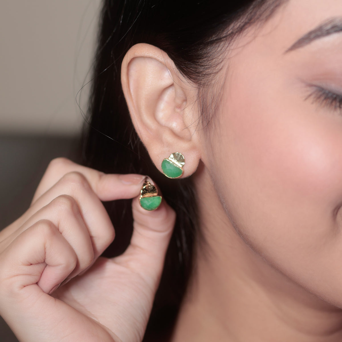 Green Coral Studs