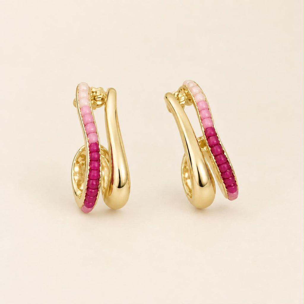Pink-Beaded Earrings