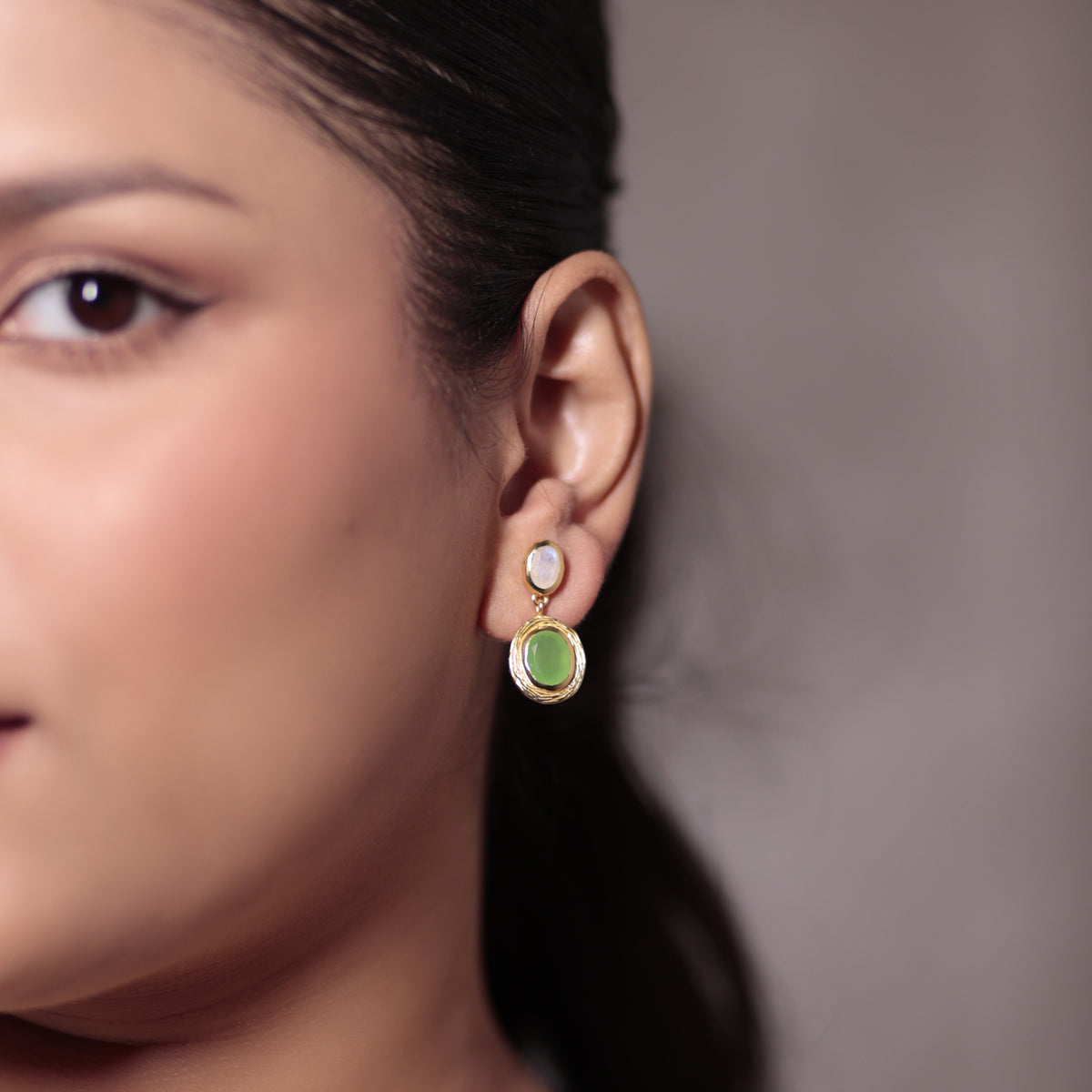 Oval Prehnite Earrings