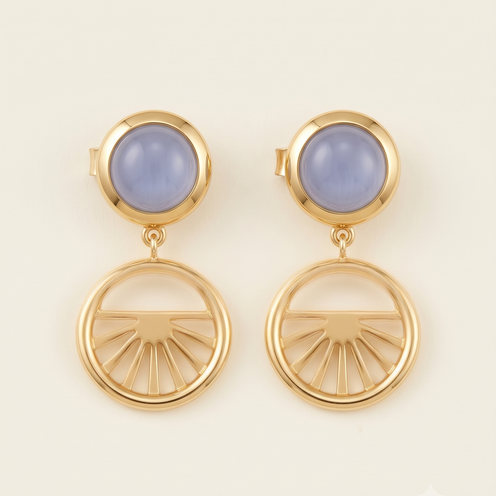 Blue Wheel Earrings